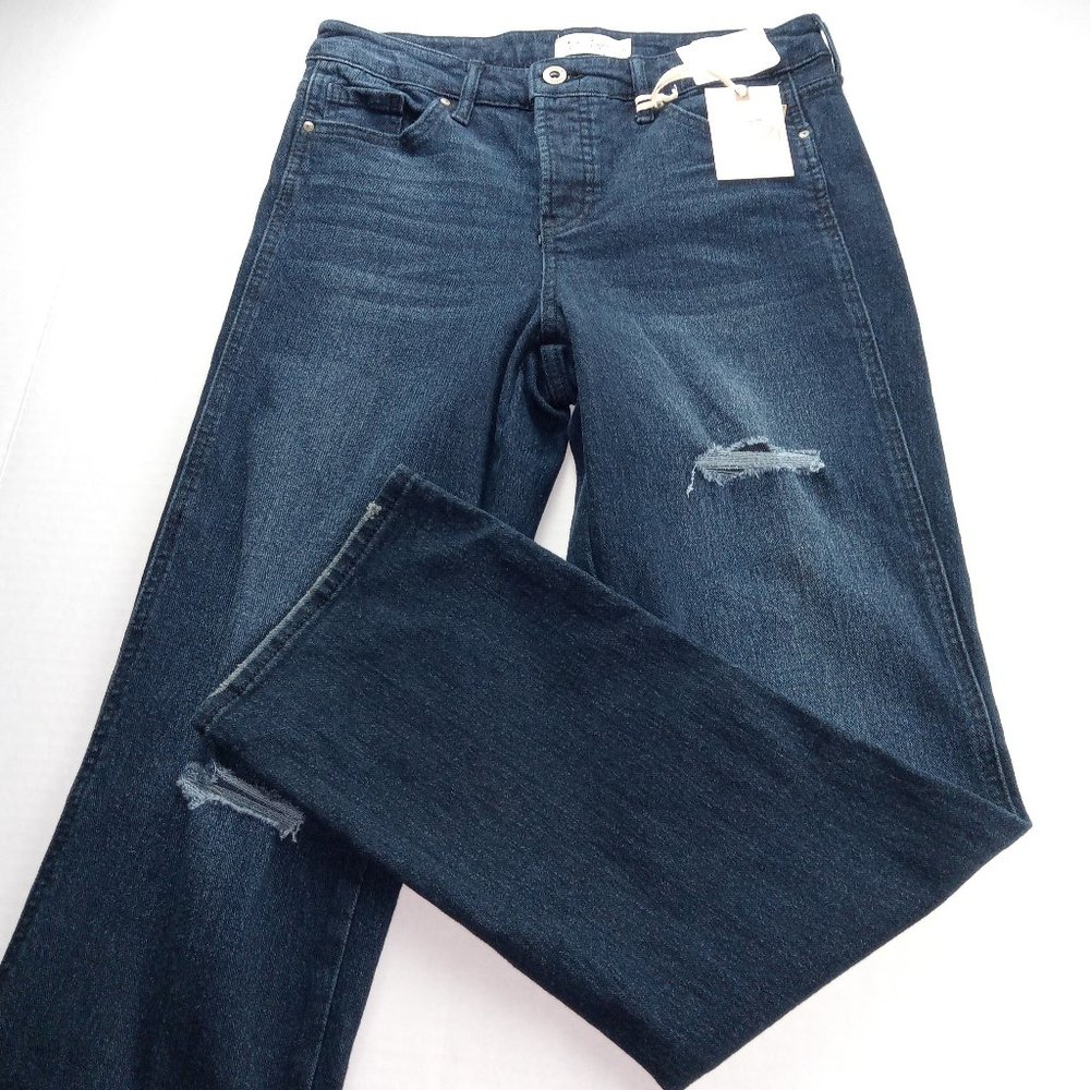 Jessica Simpson Women's Flirt Straight Boot Jeans Size 26 Dark Wash Button Fly